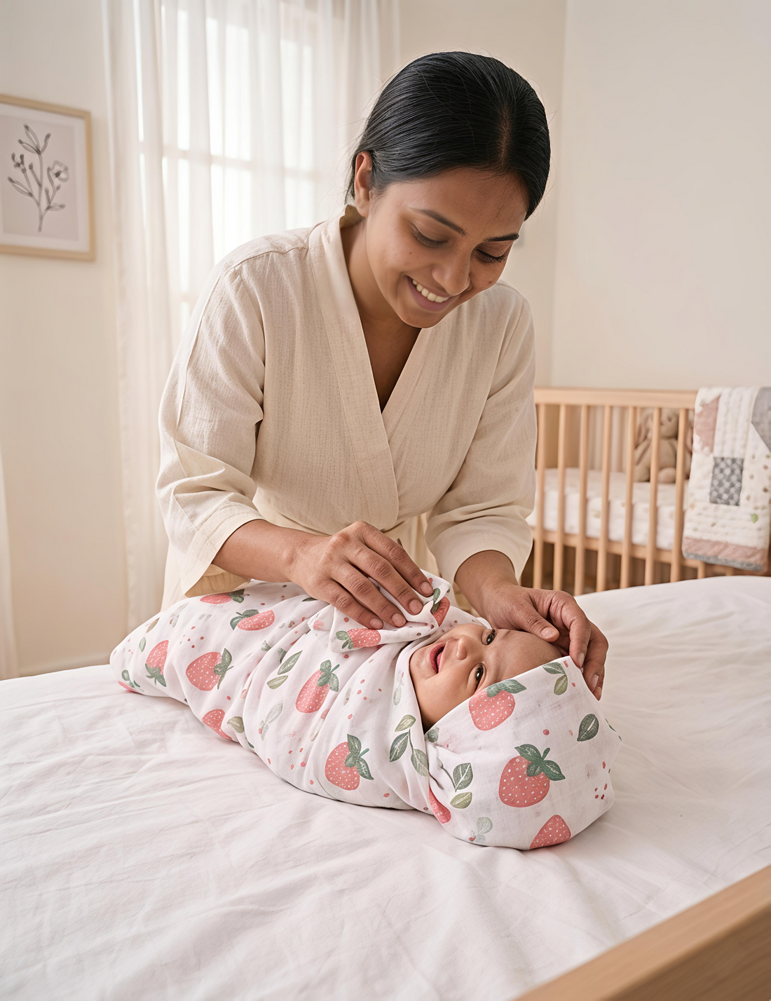Desert Bunny & White Berry | Muslin Towel | 100% Premium Cotton | Pack of 2