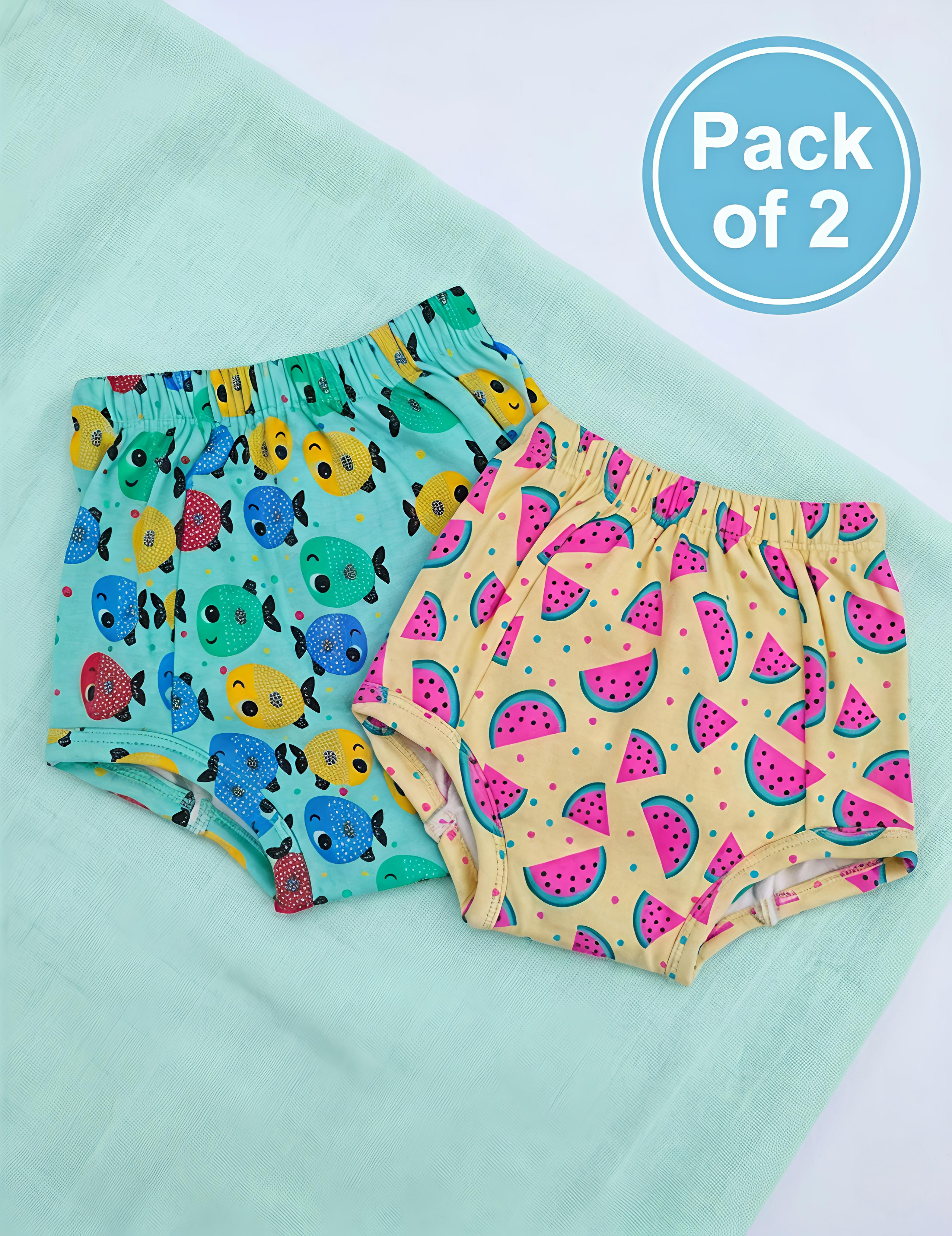 Playful Fish & Summer Melon | Reusable Cloth Diapers | Pack of 2
