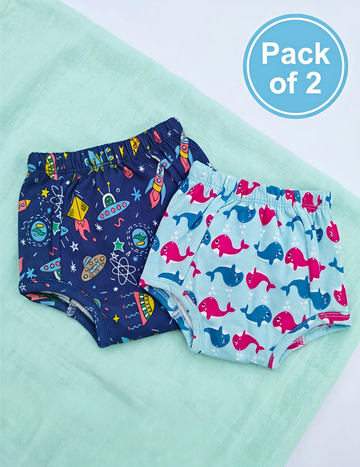 Cosmic Galaxy & Happy Whales | Reusable Cloth Diapers | Pack of 2