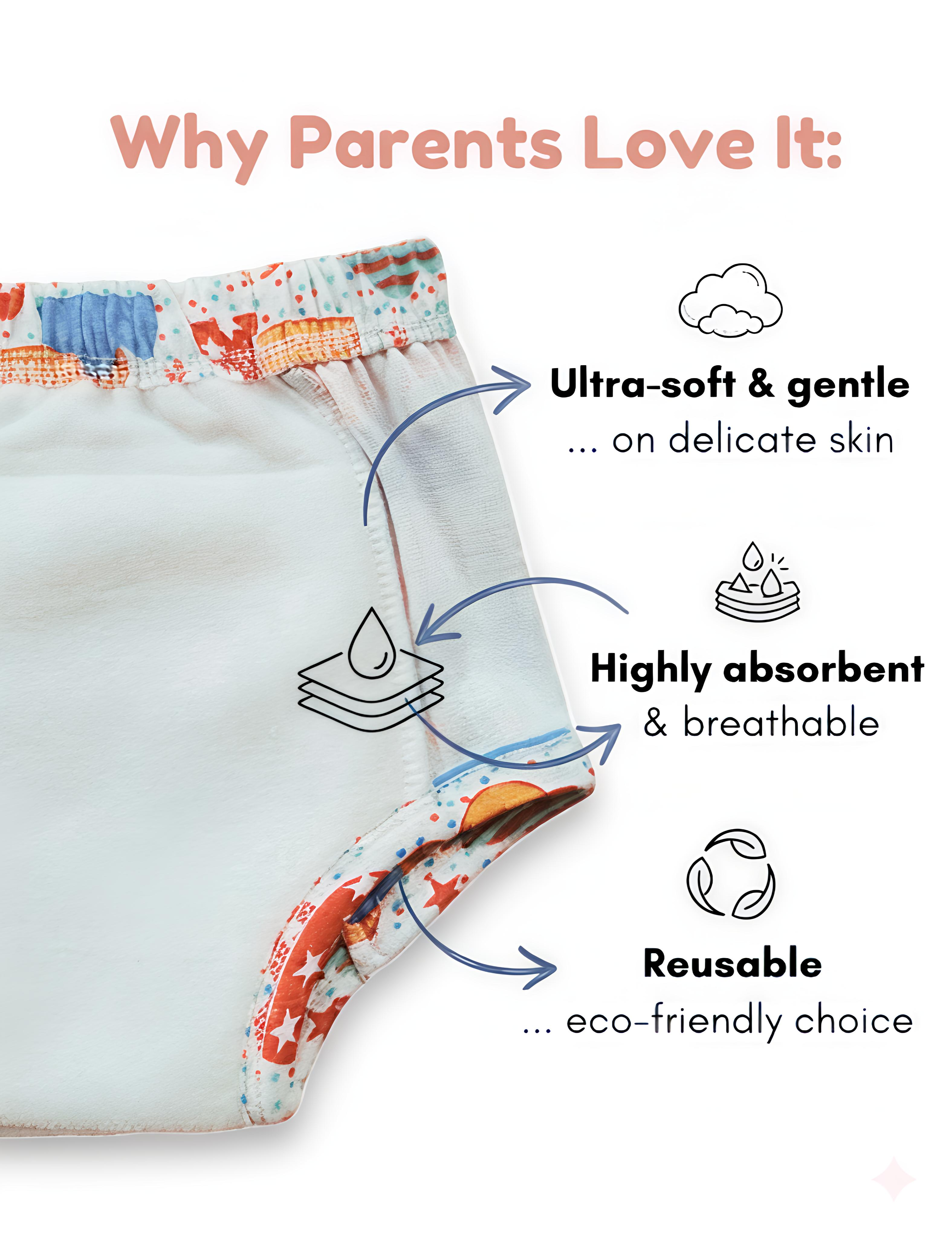 Floating Clouds & Red Sailboats | Reusable Cloth Diapers | Pack of 2