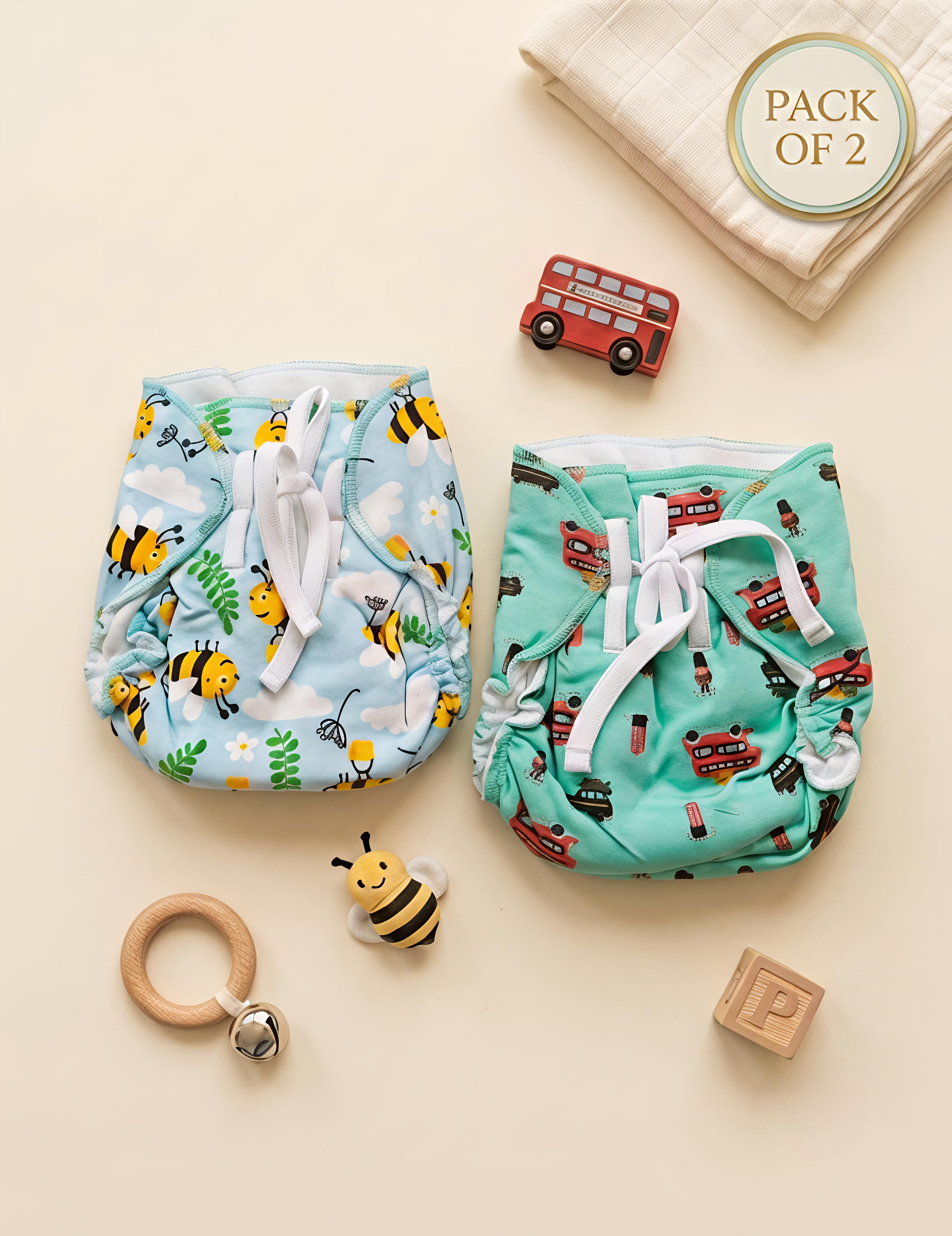 Tiny Travelers | Langot - Padded Nappies | Pack of 2