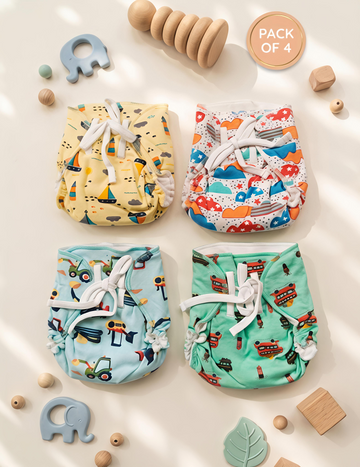 Little Journeys | Langot - Padded Nappies | Pack of 4