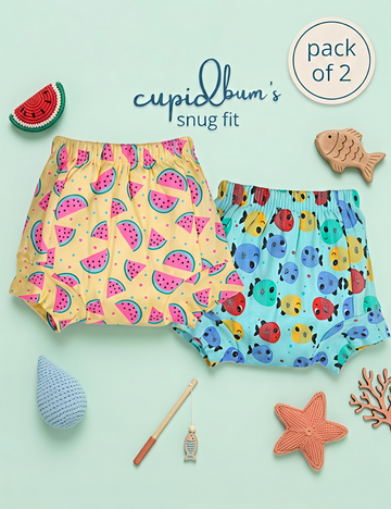 Melon Splash & Ocean Smiles | Reusable Cloth Diapers | Pack of 2