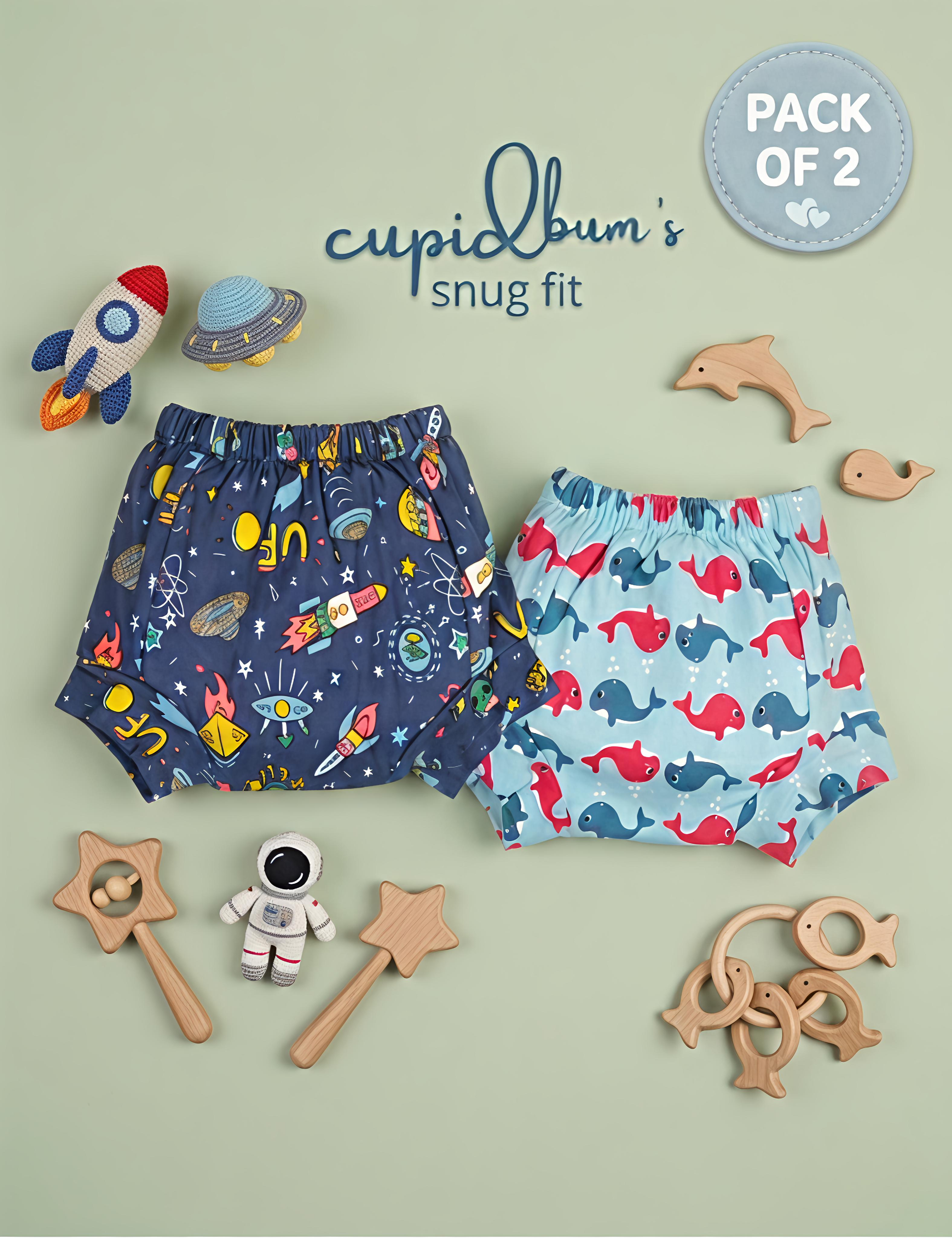 Rocket Dreams & Whale Tales | Reusable Cloth Diapers | Pack of 2