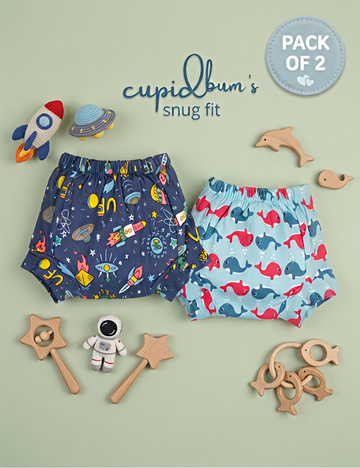 Rocket Dreams & Whale Tales | Reusable Cloth Diapers | Pack of 2