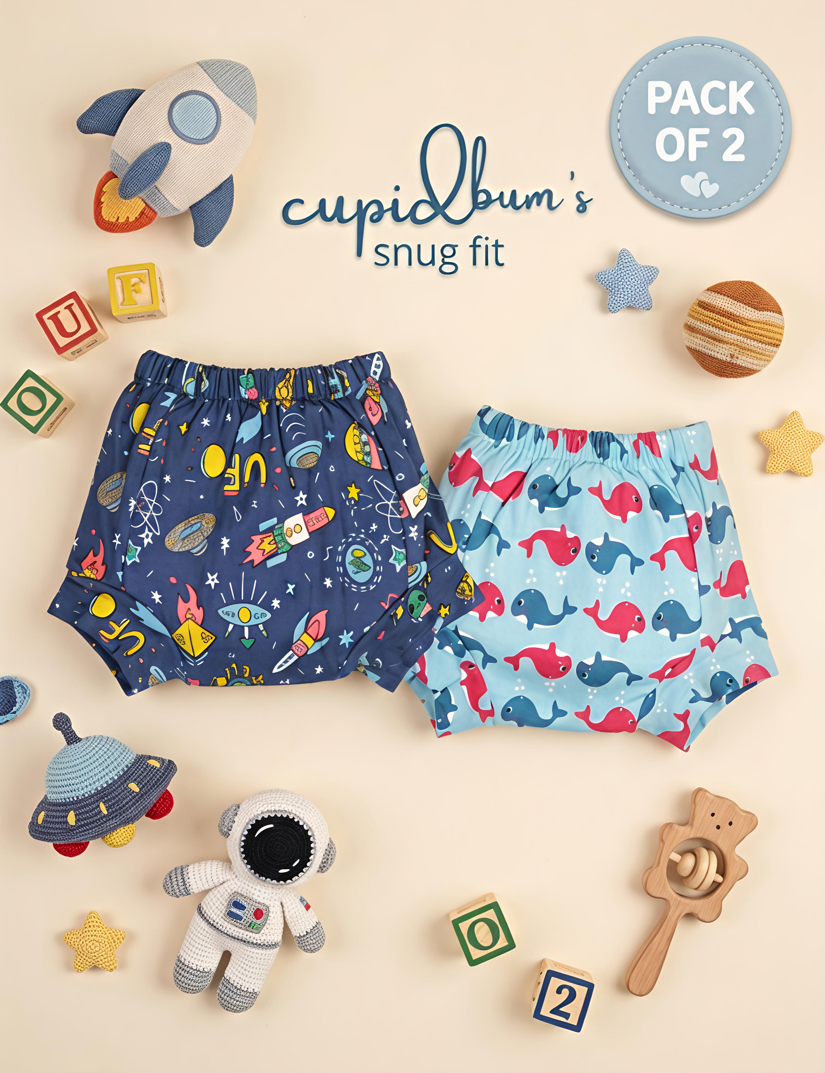 Rocket Dreams & Whale Tales | Reusable Cloth Diapers | Pack of 2