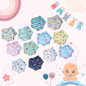 Pack of 12 - Padded Underwear | Reusable Cloth Diapers for babies Potty Training Pants | Mixed Colours