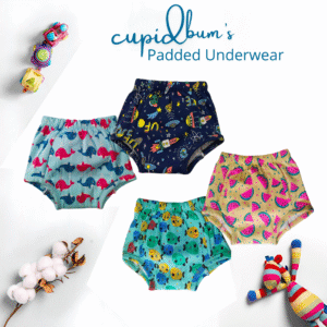 Pack of 4 - Padded Underwear | Reusable Cloth Diapers for babies Potty Training Pants | Mixed Colours