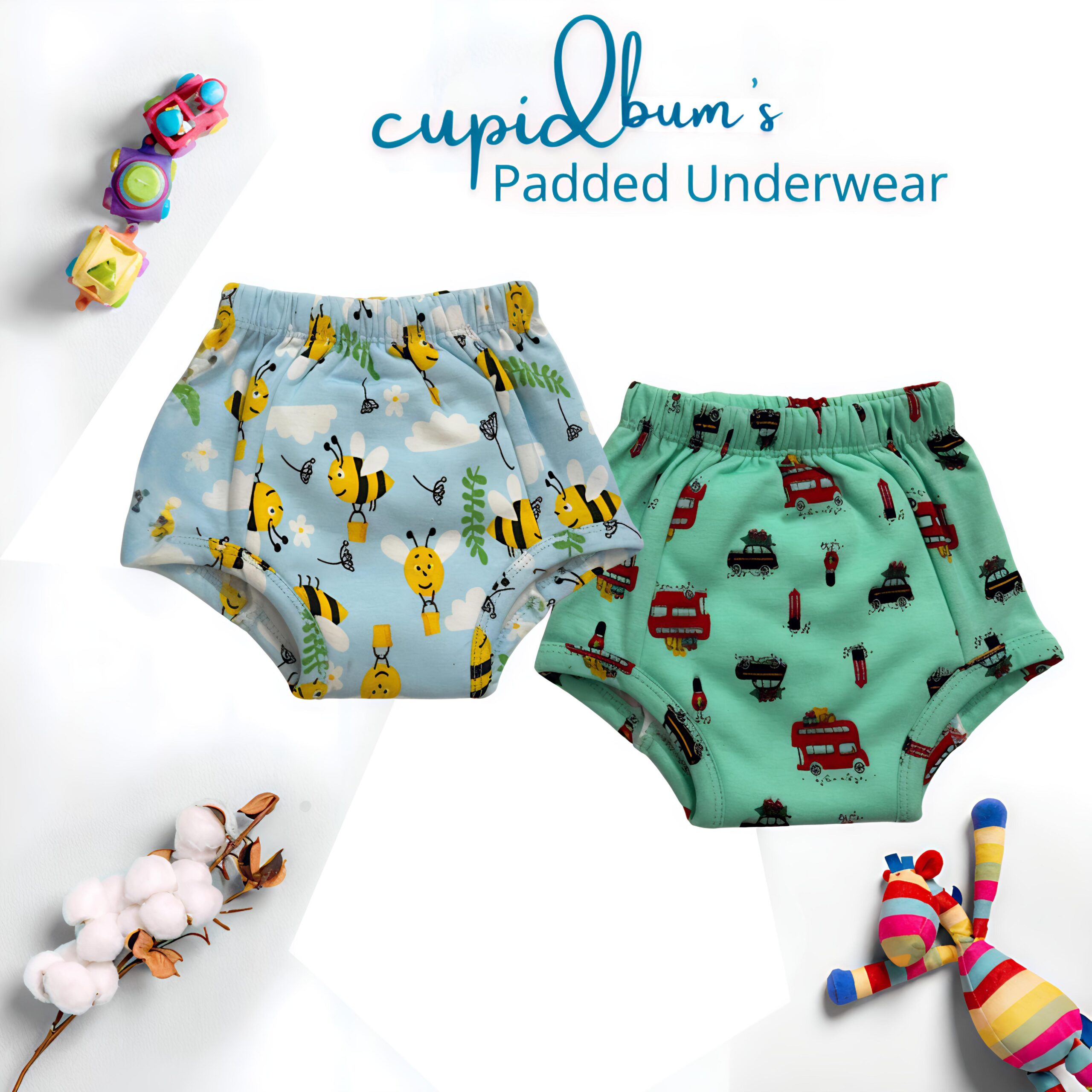 Pack of 2 - Padded Underwear | Reusable Cloth Diapers for babies Potty Training Pants | Mixed Colours - Image 2