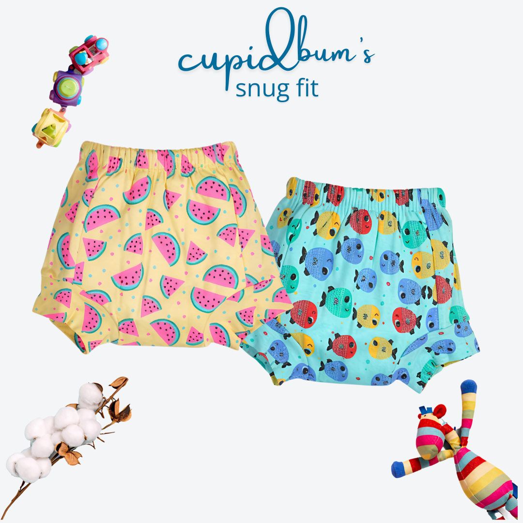 Pack of 2 - Snug Fit Padded Shorts | Reusable Cloth Diapers / Babies Potty Training Pants | Mixed Colors Only - Image 2