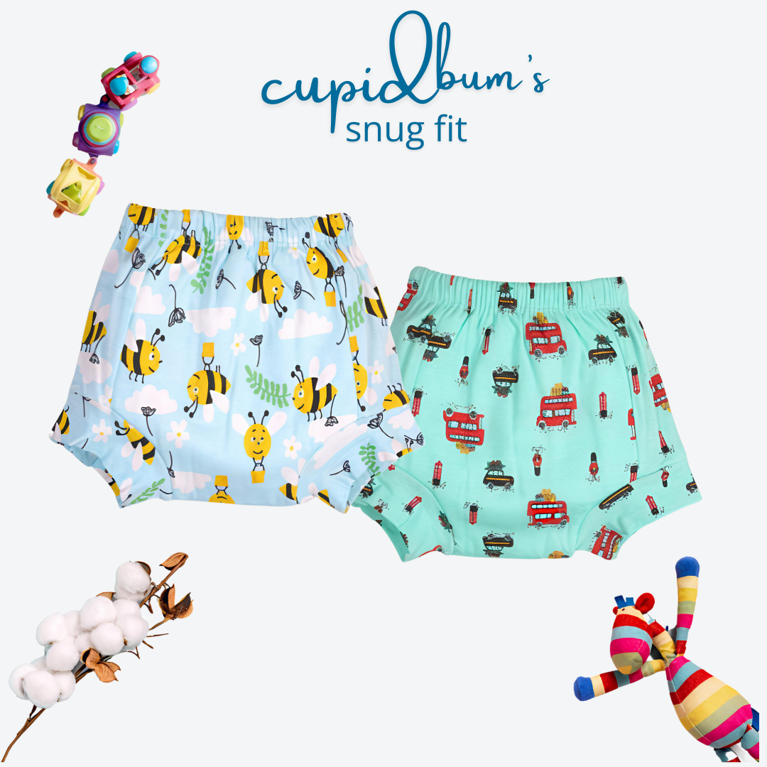 Pack of 2 - Snug Fit Padded Shorts | Reusable Cloth Diapers / Babies Potty Training Pants | Mixed Colors Only - Image 3