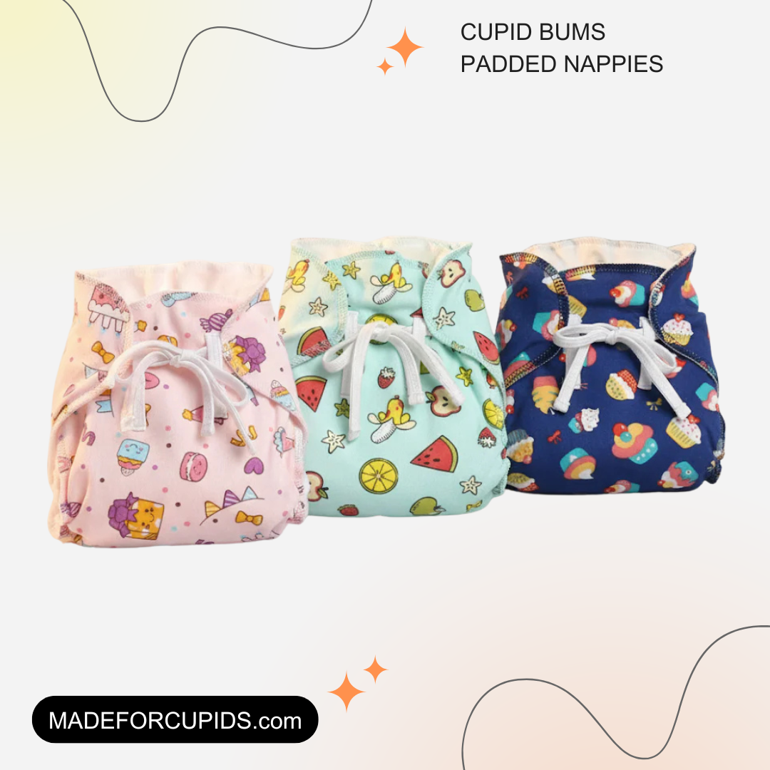 Pack of 3 - Mess Free Padded Nappies | Quick Pee Absorption | Mixed Colors Only | 30% Off