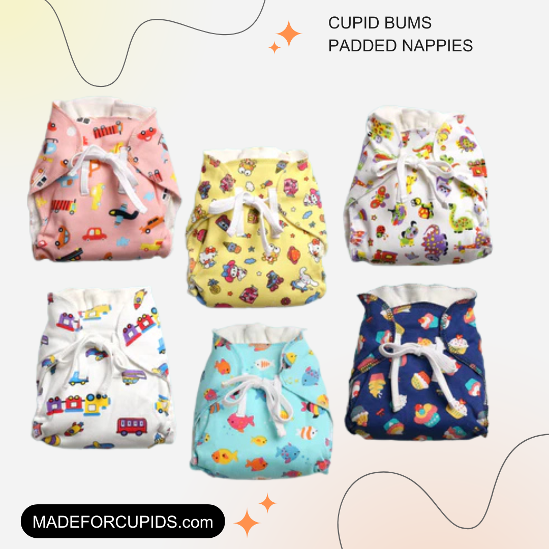 Pack of 6 - Mess Free Padded Nappies | Quick Pee Absorption | Mixed Colors Only | 30% Off