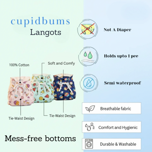 Pack of 9 - Mess Free Padded Nappies | Quick Pee Absorption | Mixed Colors Only | 30% Off - Image 4